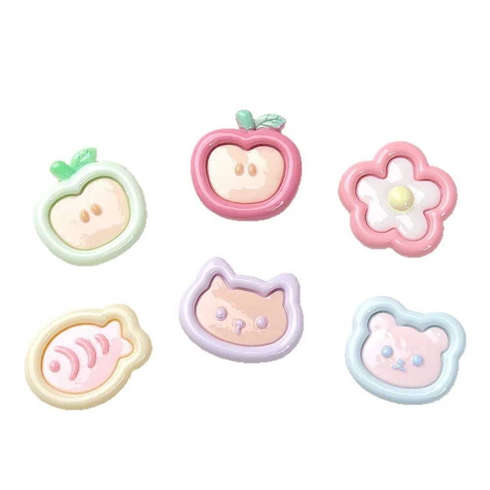 10pcs Mini Kawaii Cute Apple Fish Flower Flat Back Cabochons Scrapbook Diy  Party Hairpin Accessories Home Decoration Craft