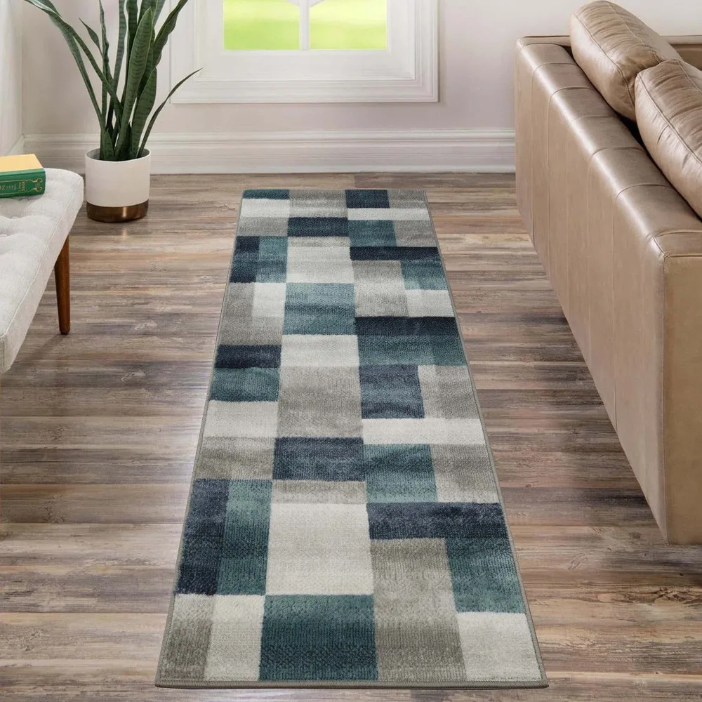 

Superior Color Block Runner Rug 2' 7 x 10', Plush Indoor Rugs For Living Room Bedroom, Rivuet