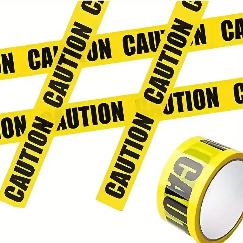 1-5Rolls Bold Lettering Yellow Red Halloween Danger Tape Barricade Line for Haunted House Horror Party Spooky Scene Decor