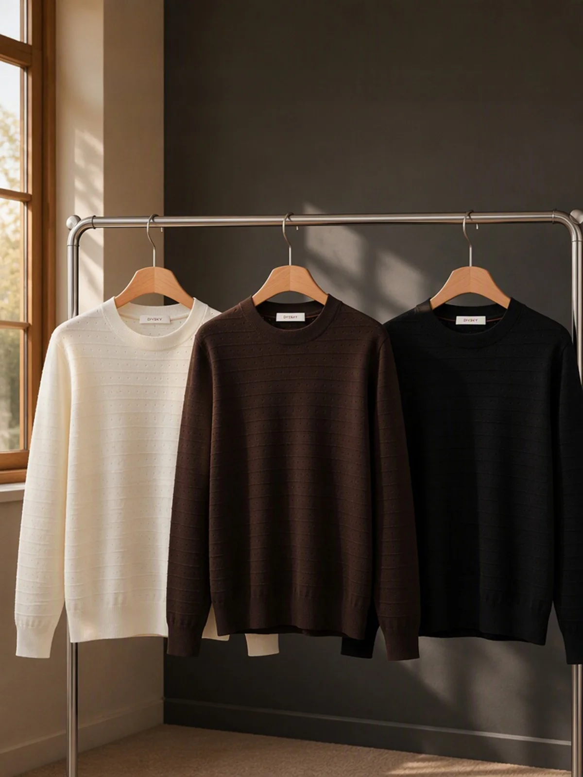 Italian Style Men's Casual round Neck Knitted Sweater Soft Wool Blend Comfortable Breathable Warm Autumn Winter Essential
