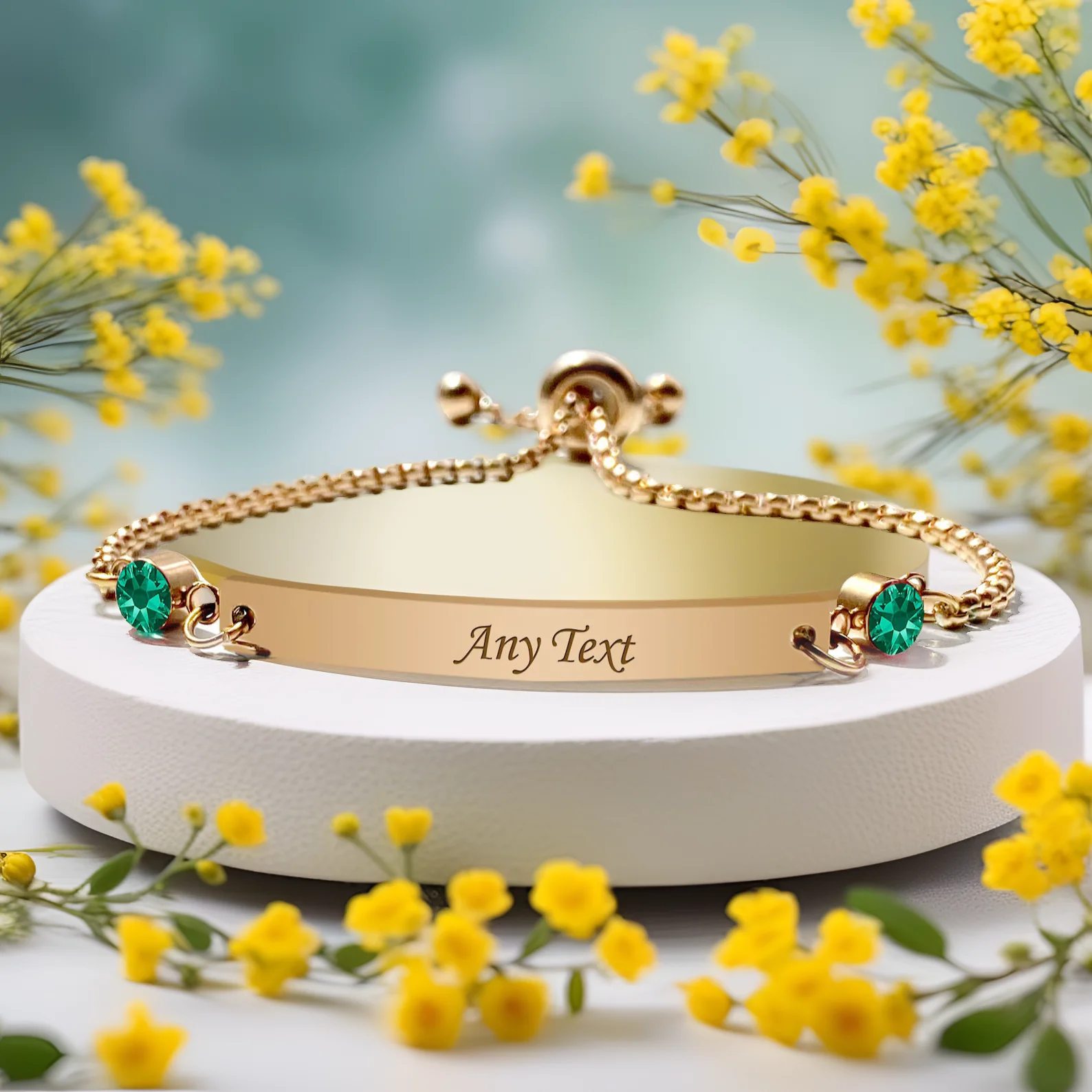 

Dreamtimes Personalised Birthstone Bracelet Engraved Bar Bracelet for Her with Any Name Custom Gift for Mum Sister Bridesmaid
