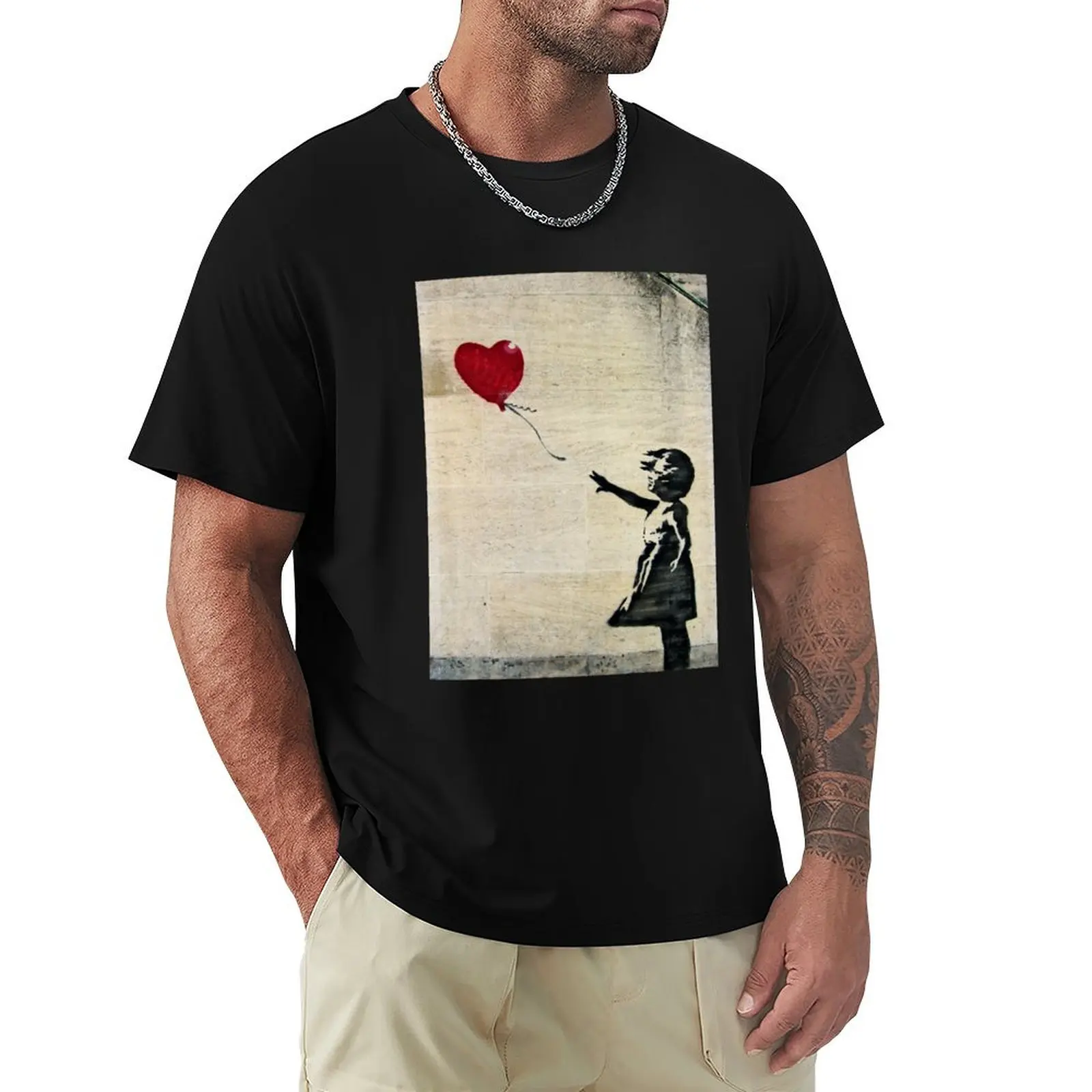 

Banksy's Girl with a Red Balloon III T-Shirt quick-drying aesthetic clothes vintage anime shirt blacks vintage t shirt men