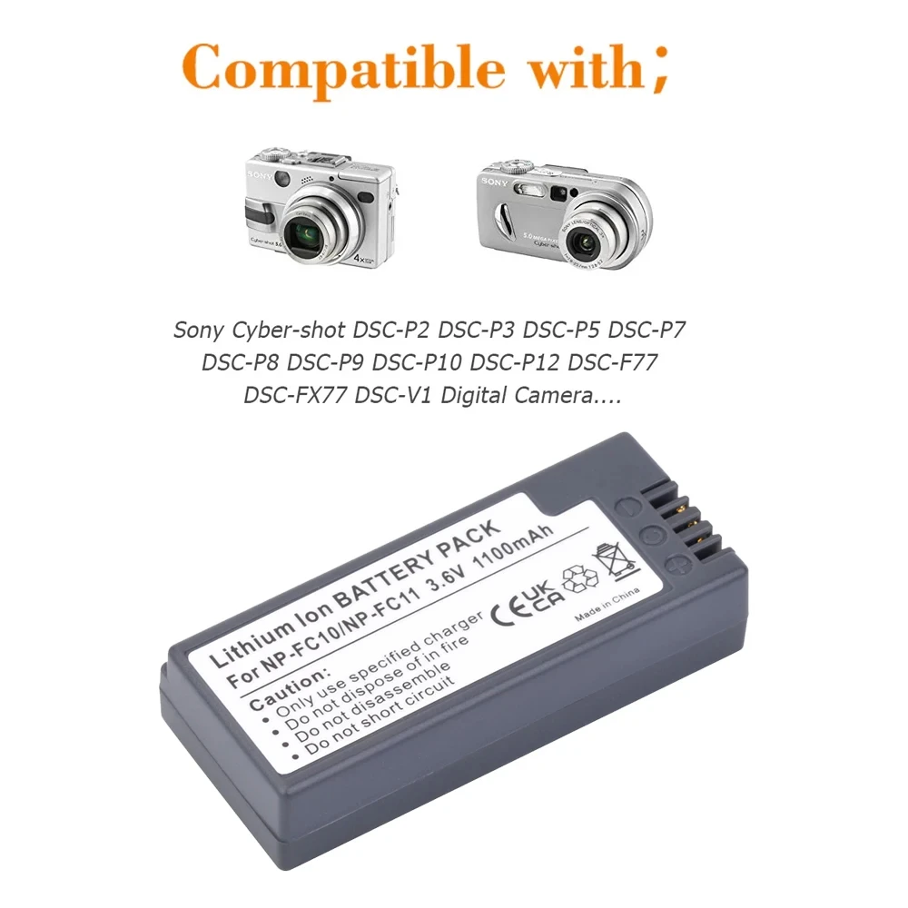 1/2/10 x 1100mAh NP-FC11 NP-FC10 Battery for Sony Cyber-shot DSC-P10 DSC-P8L DSC-P9 DSC-P7 DSC-P2 DSC-P3  DSC-P5 F77A