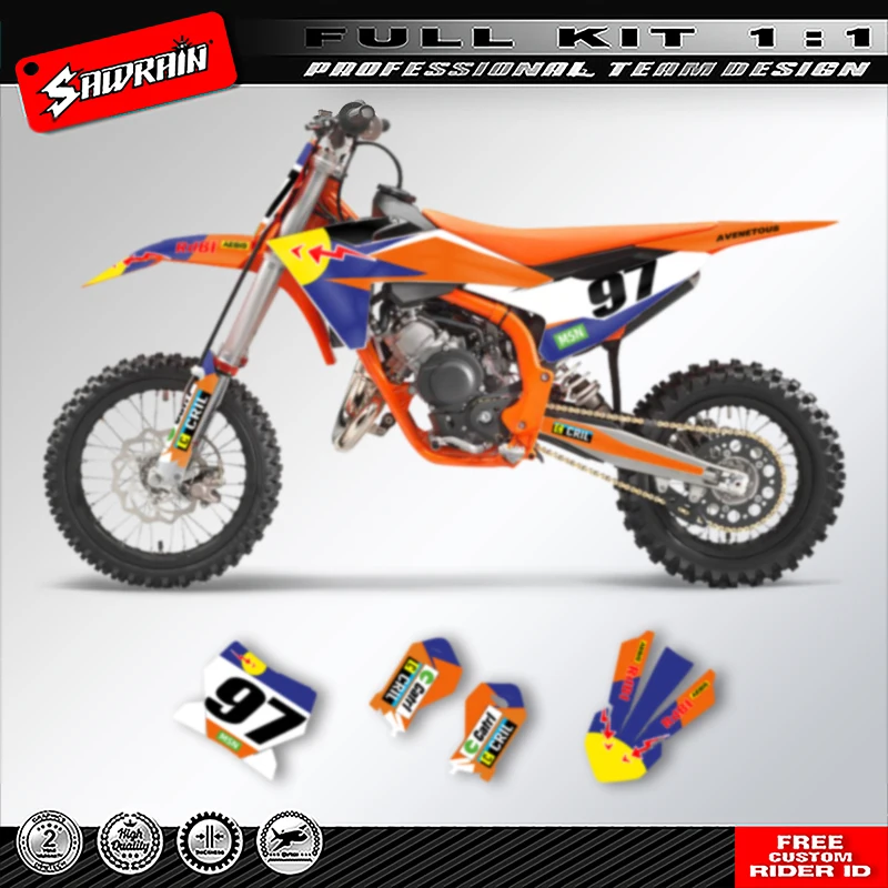 

Sawrain Custom Team Motorcycle Graphics Background Decals Stickers Kit for KTM SX65 2024 2025 2026 001