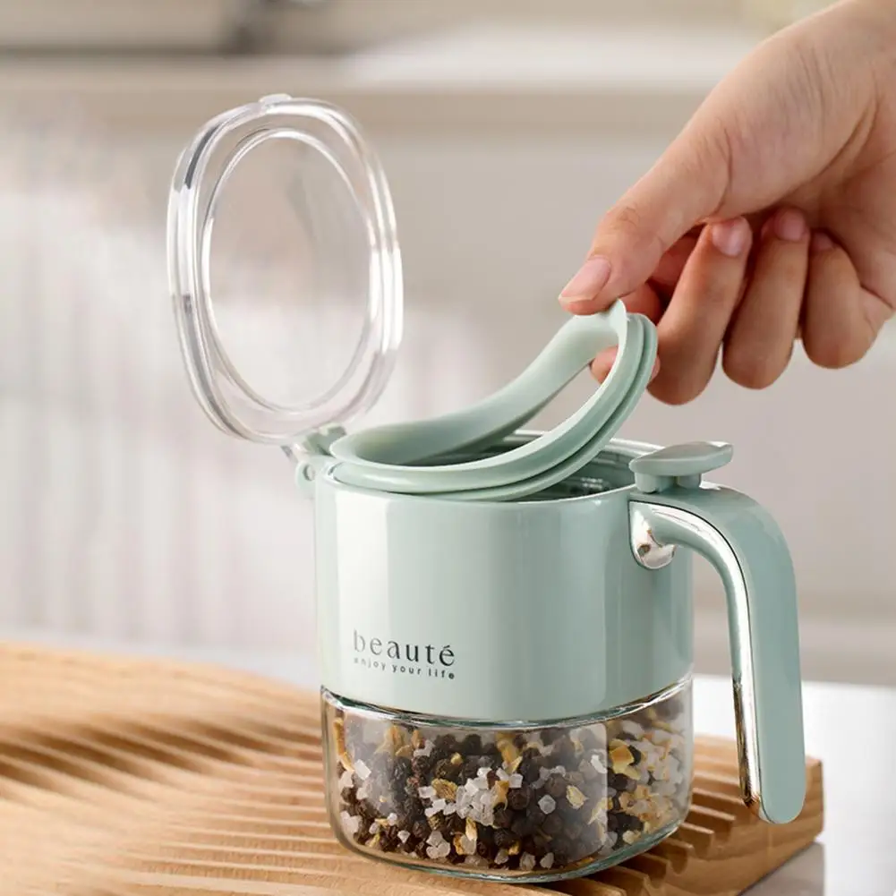 400ml Seasoning Jar Glass Sealed Spice Bottle Organizer With Push-Button Lid Moisture Proof Empty Spices Containers For Kitchen
