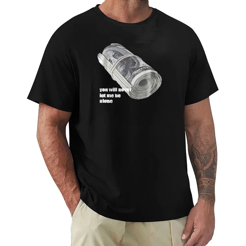 Bundle of Banknotes Tshirt Men Streetwear Hip Hop Print T-Shirt Harajuku Summer Cotton Washed Tshirt Clothes