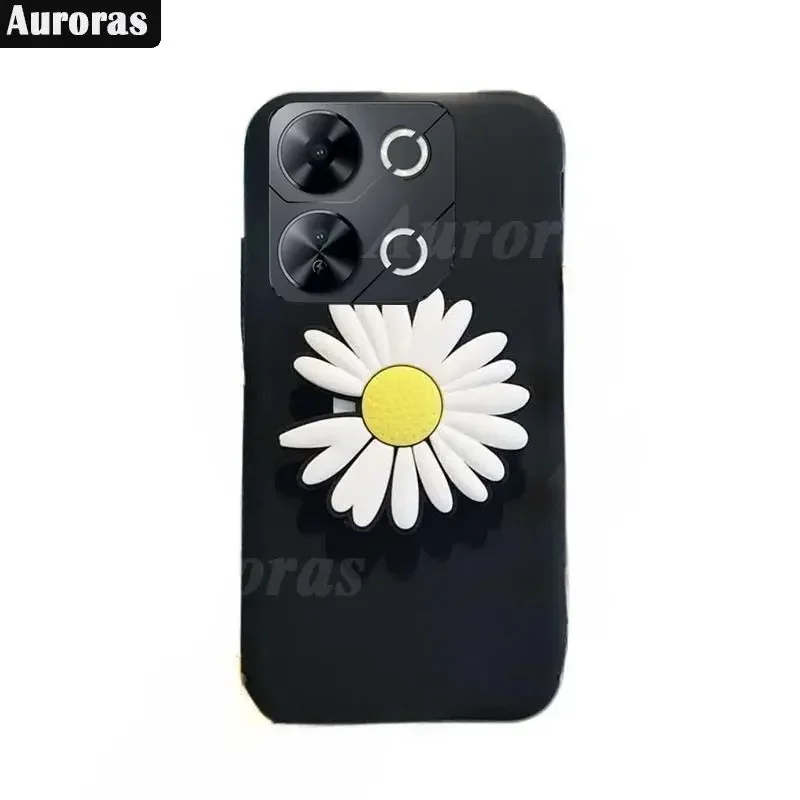 For ITEL P65 P55 5G Case With Chrysanthemum Holder Silicone Soft Shockproof Shell For ITEL S25 Ultra P55 4G ITEL p65 Cover Funda