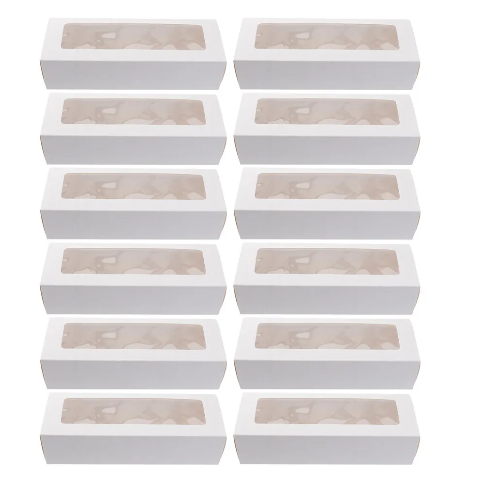 20Pcs Macaron Boxes Clear Window Paper Pastry Bakery Packaging Container Cookie Chocolate Truffles Dessert Carrier