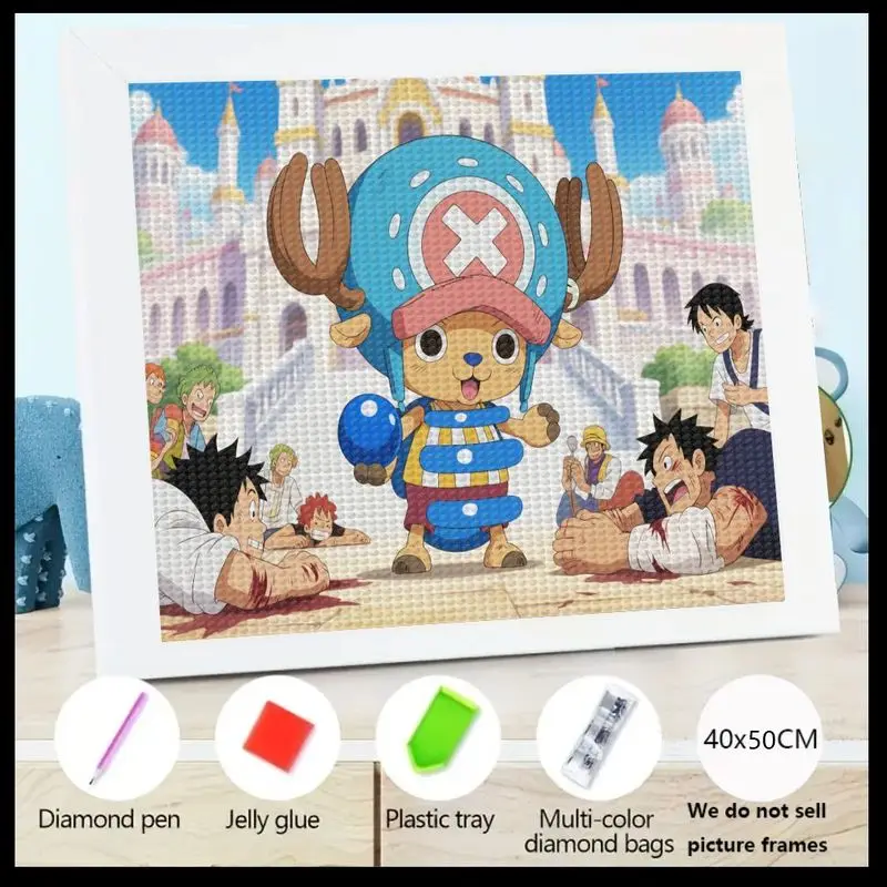 

1 шт. DIY 5D Полный дрель Набор для алмазной живописи с цельным Тони Тони Чоппер и соломенной шляпой Пираты Герой Сцена, Аниме Манга A