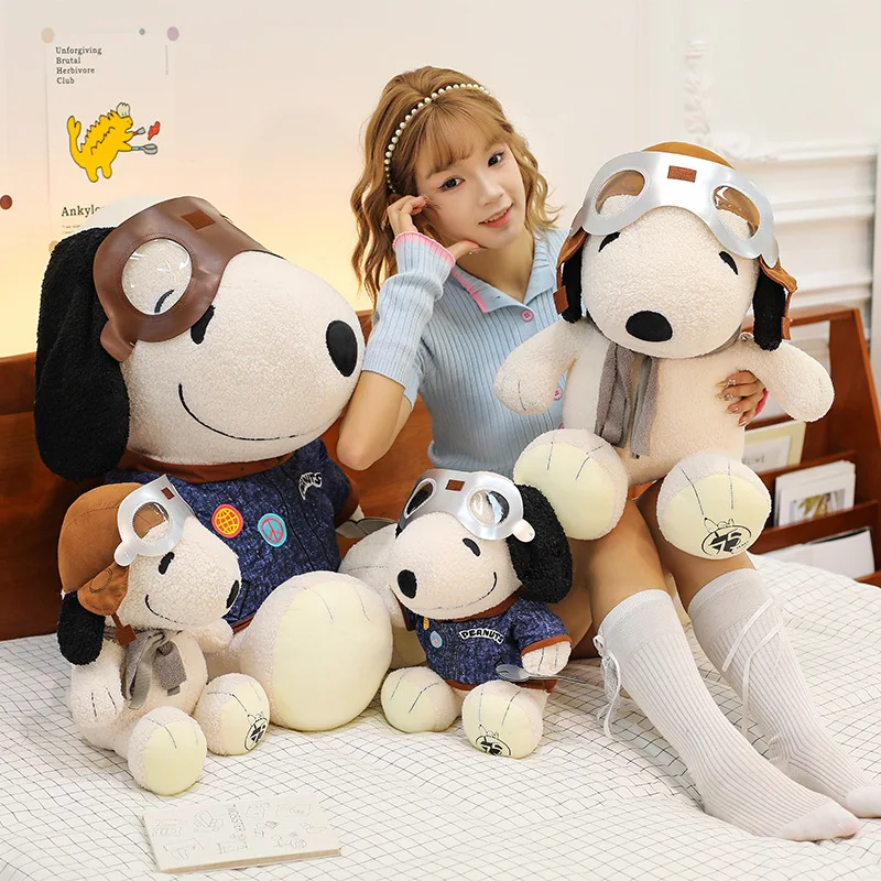 Hot Kawaii 50cm Snoopy Plush Toy Dressed As Pilot and Mechanic Cute Stuffed Animal for Kids Birthday Christmas Gift Plush Doll