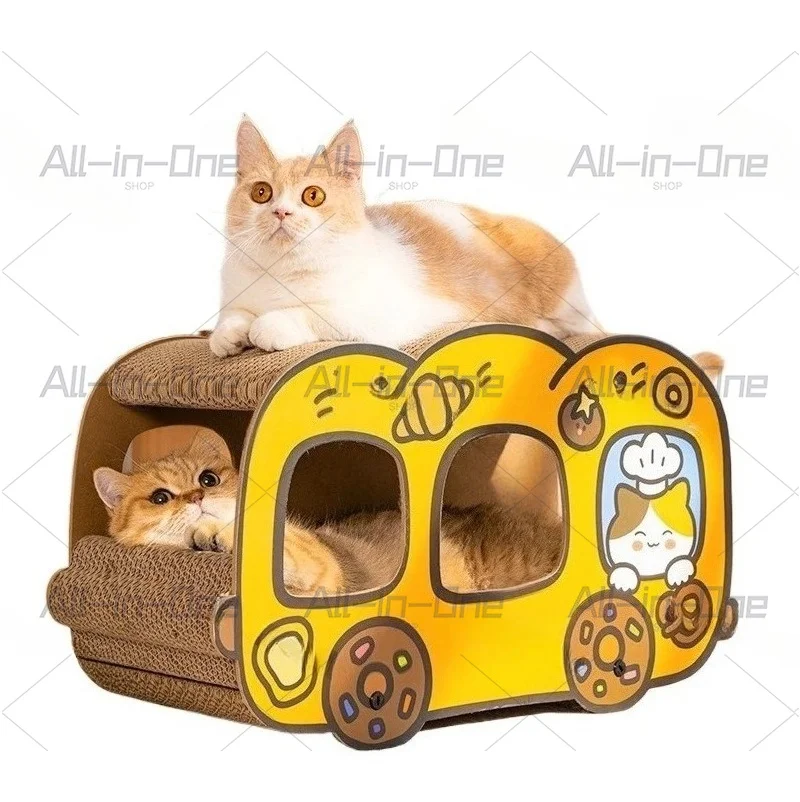 Cat scratching board, cat nest integrated, scratch-resistant, wear-resistant and non-crumbling  cat claw board double-layer