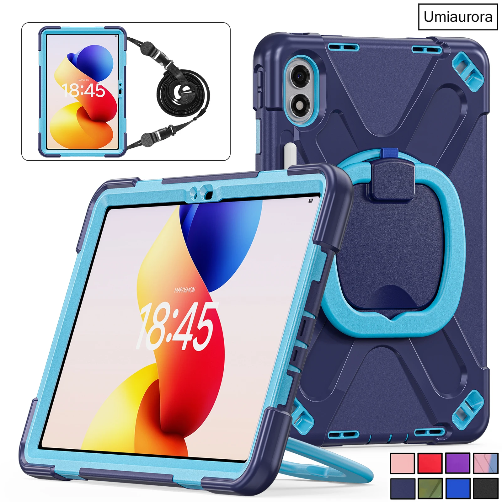 

Чехол для планшета Xiaomi Redmi Pad2 Pro 12.1 дюйма, усиленный, ударопрочный, с ручкой, кольцом-держателем, подставкой и ремешком, из поликарбоната (PC)