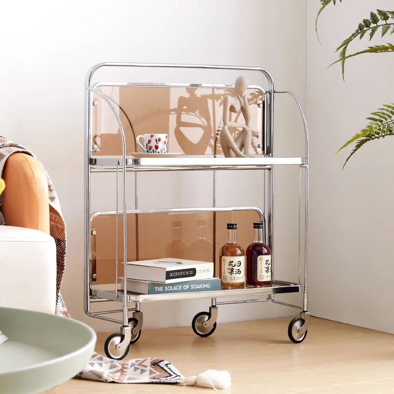 عربة متنقلة قابلة للطي في العصور الوسطى، رف مزدوج للتخزين على الإنترنت، سيارة طعام المشاهير #3