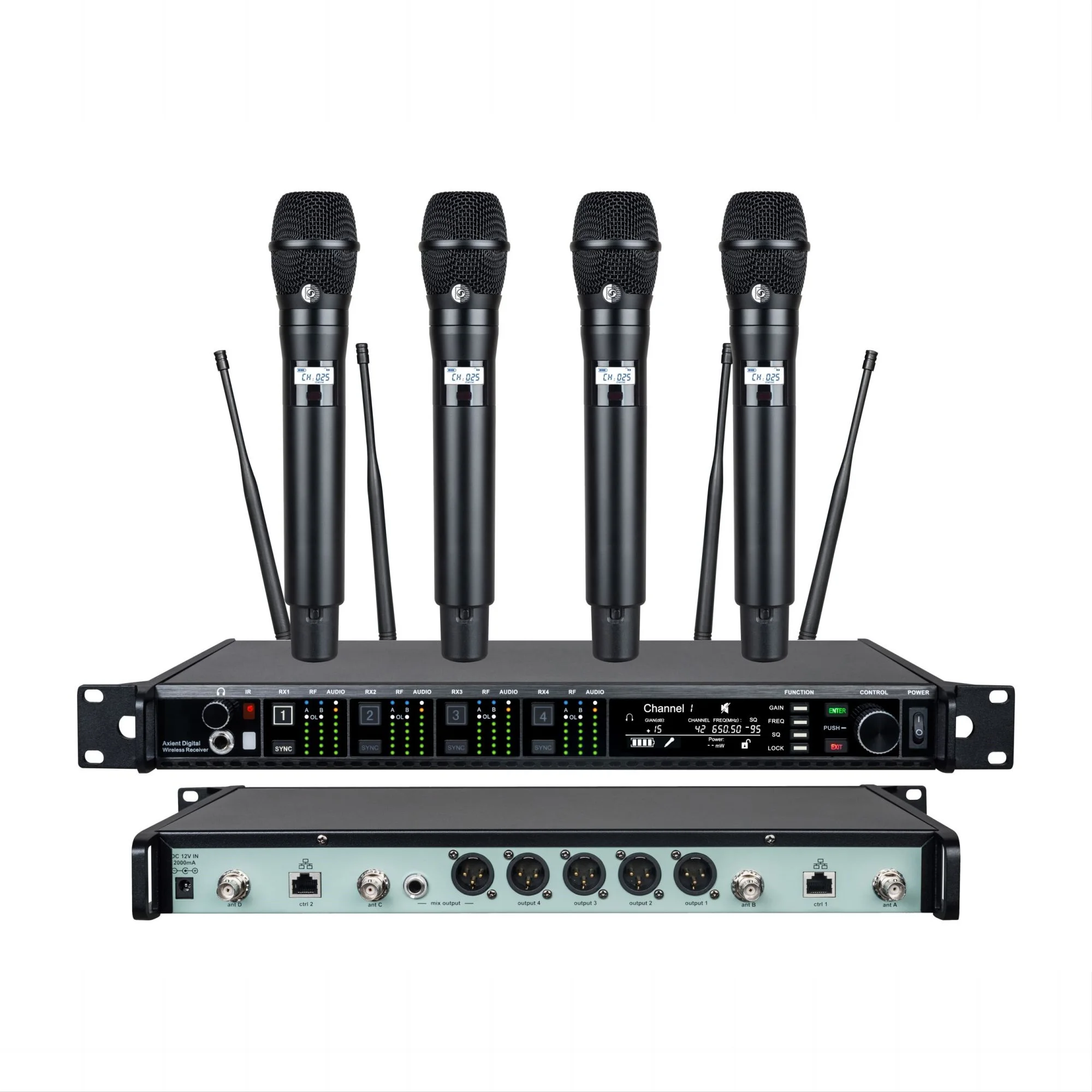 4-channel AD4Q Digital Wireless Karaoke Microphone System with 4 BETA58A/KSM8 Handheld Microphones,YHS AD4Q