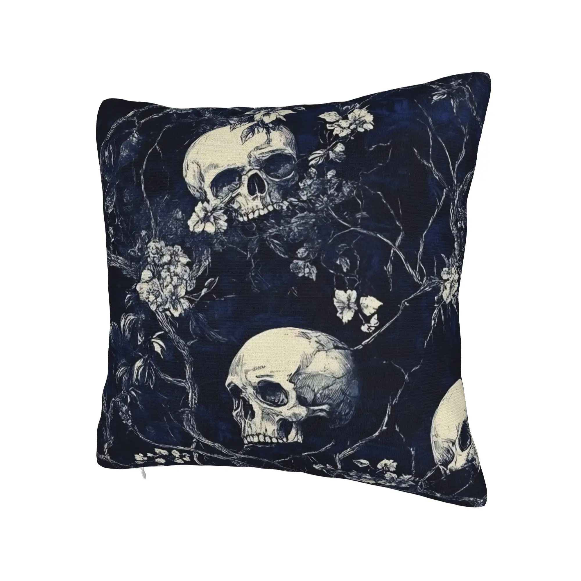 Decorative Pillowcase Halloween Skulls And Flowers Gothic Goth Merch Car  Pillow Case Cover Square Style Multi Size