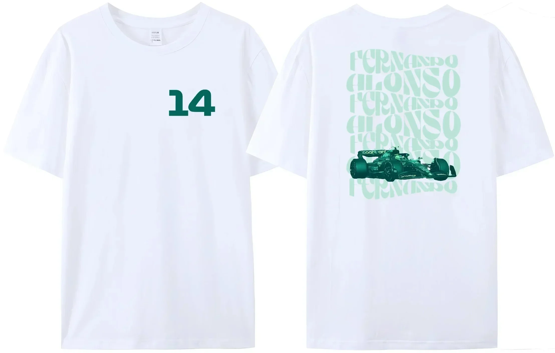 

Женская и мужская хлопковая футболка 14 Racing F-1 Fernando Alonsos Letter 14, повседневная приталенная футболка большого размера с короткими рукавами и принтом Racing Fan