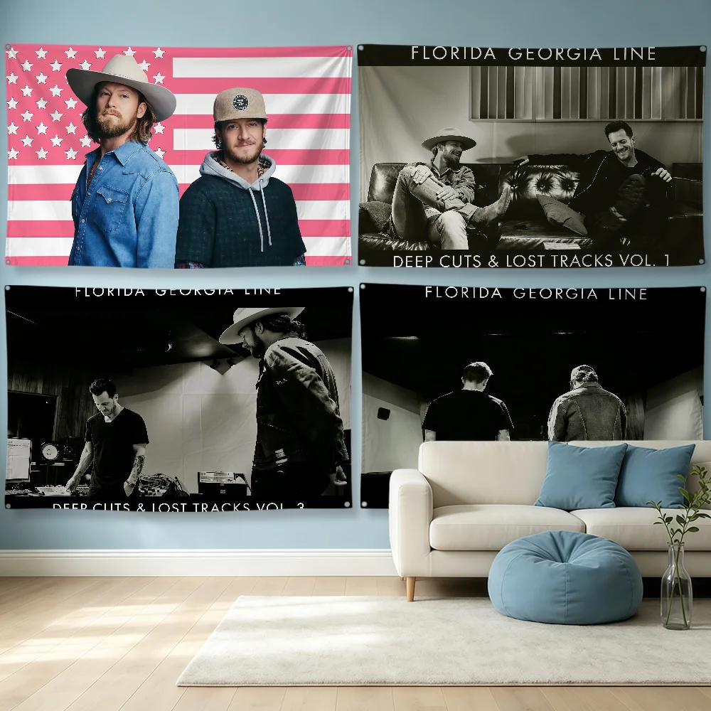 Singer F-Florida Georgia Line Flag Polyester Banner Flags For Party Club Outdoor Interior Wall Paper Decoration Banner Fans Gift
