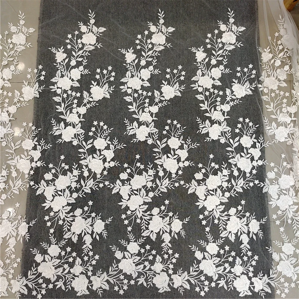 Rayon Ivory Color in Stock Ready Goods Cheap Price Free Shipping Florals Lace Fabric