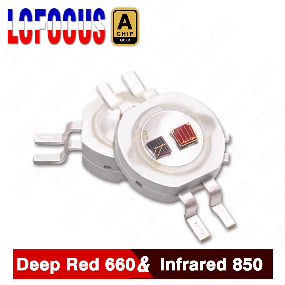 2*3W Deep Red 660nm + Infrared IR 850nm LED Double Chip SMD Diode COB Bicolor DIY For 3 6 W Watt Therapy Light Beads