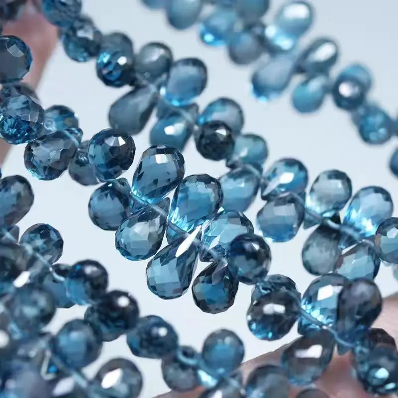 6A 런던 블루 토파즈 드롭 컷 5-7mm 10cm 루 - Jewelry Making London 리뷰 및 가격