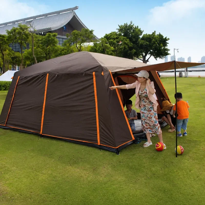 Two Room One Hall Outdoor Camping Tent 3-6-12 Person Large Rainproof Picnic Shelter Sunshade All-inclusive Setup X20