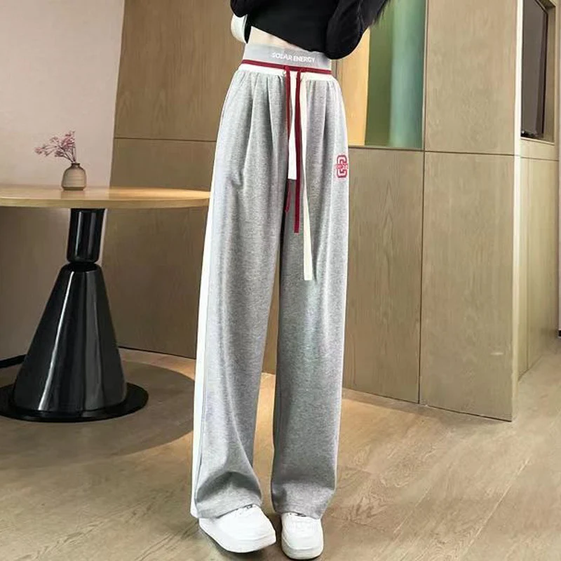 

Joggers Sweatpants for Women Korean Fashion Patchwork Streetwear Sport Wide Leg Pants Casual High Waist Straight Trousers Female