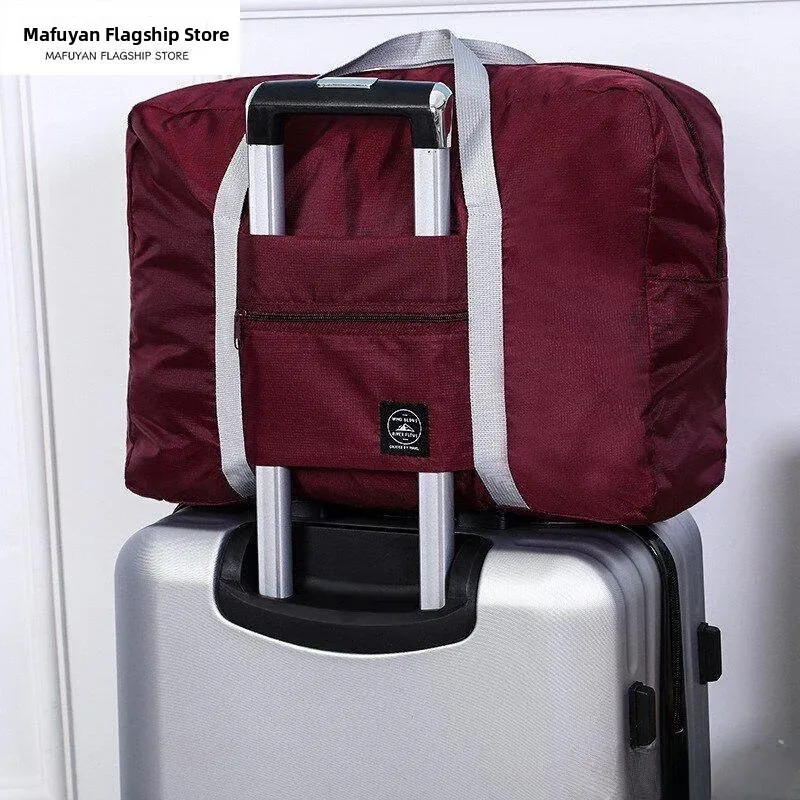Large Capacity Handheld Travel Bag Boarding Bag Foldable Polyester Fashion Trend Youth Pure Color Unisex Travel Storage Bag