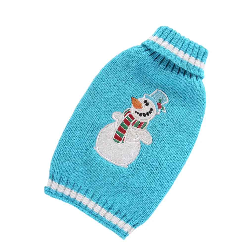 

1Pcs Blue Dog Sweater Christmas Snowman Design Warm Winter Pet Clothes Size Xxs Fashion Party Costume Outdoor Activities