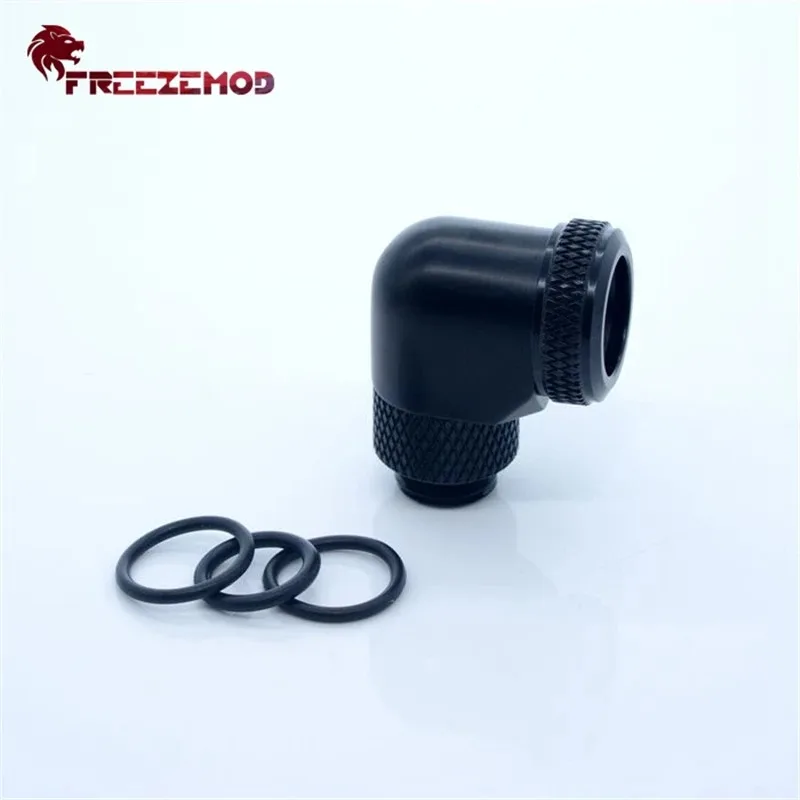 FREEZEMOD YGKN-L90 Filettatura in ottone Adattatore per raccordo rotante da 90 gradi 360 Tubo rigido da 14 mm G1/4 Raccordo per dispositivo di raffreddamento dell'acqua per PC per computer.