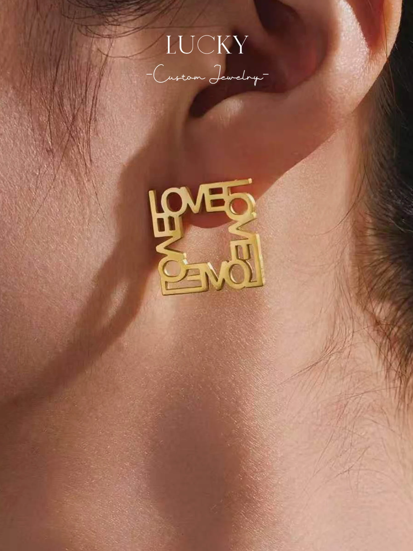 1 set of DIY custom women's name earrings, customizable names, simple daily style, product includes gift box, suitable for daily