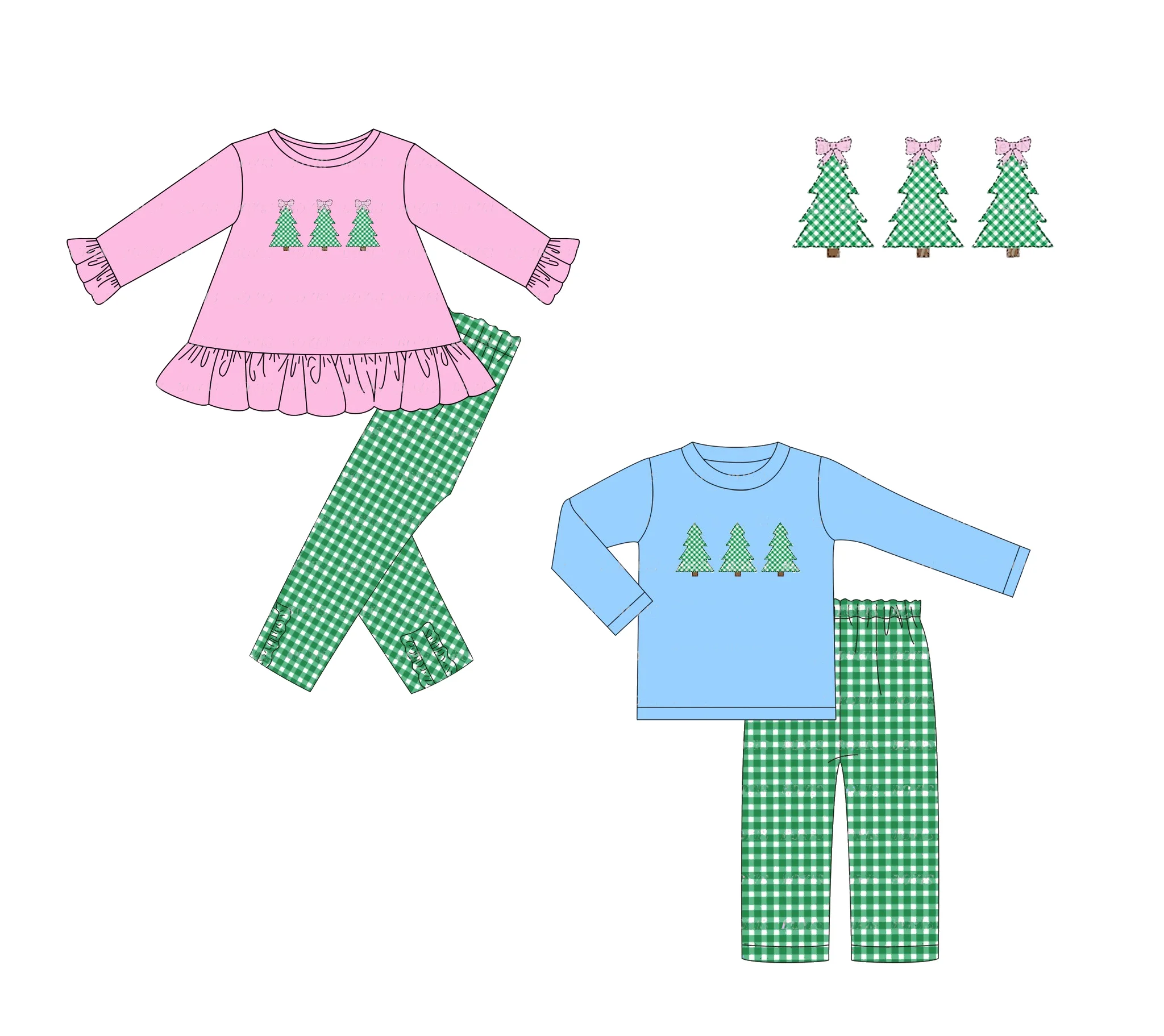 

Детские комплекты, оптовая продажа, длинные брюки с длинным рукавом и принтом дерева, комплект из двух предметов, Рождественский костюм, одежда для малышей, детская одежда