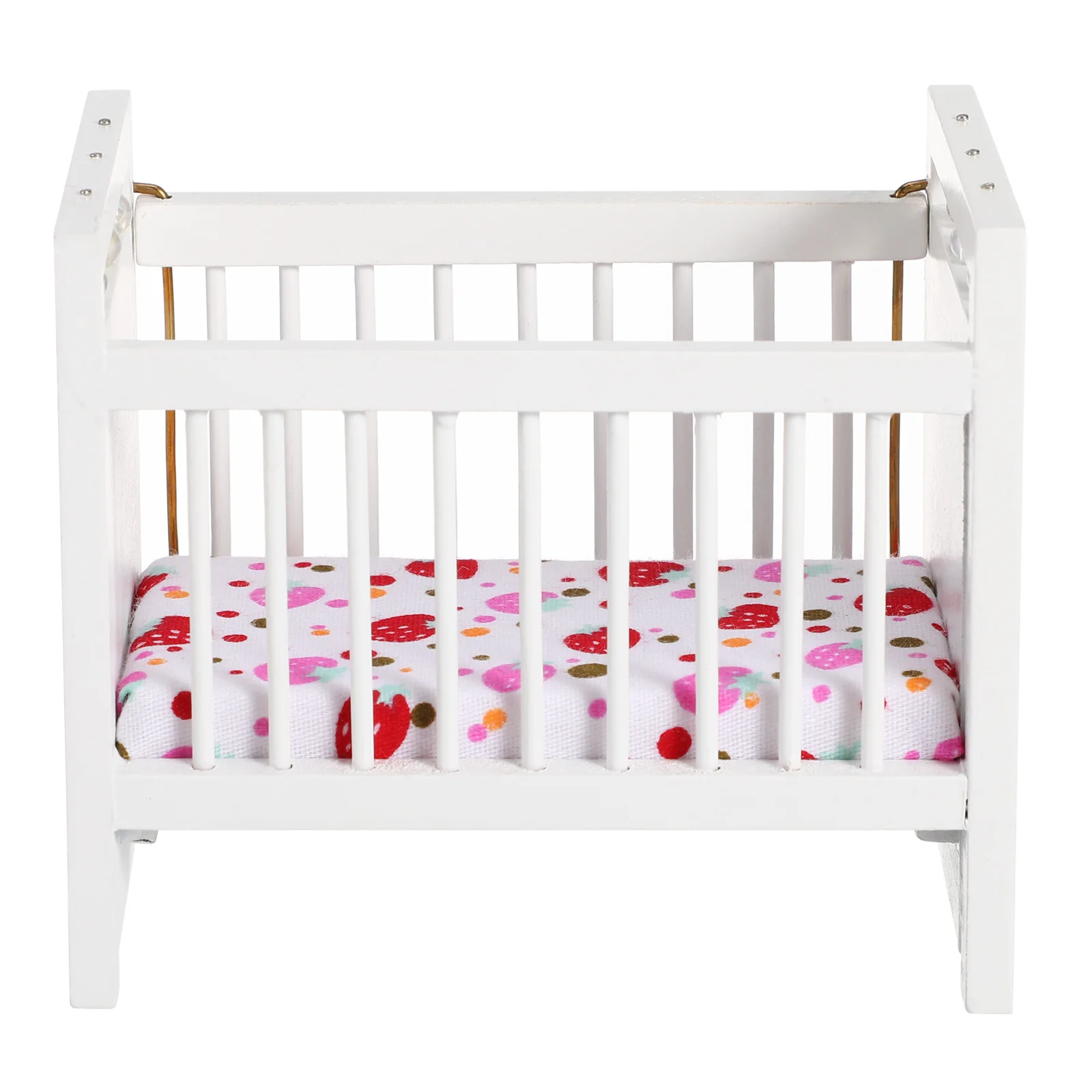 Miniature Furniture House Crib Baby Bassinet Adornment Model Toy White Birch Dollhouses