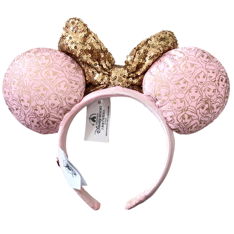 2024 Disney Princess Minnie Mouse Ear Headband For Women Disneyland Mickey Adult/Child Plush Sequin Cosplay Girls Accessories