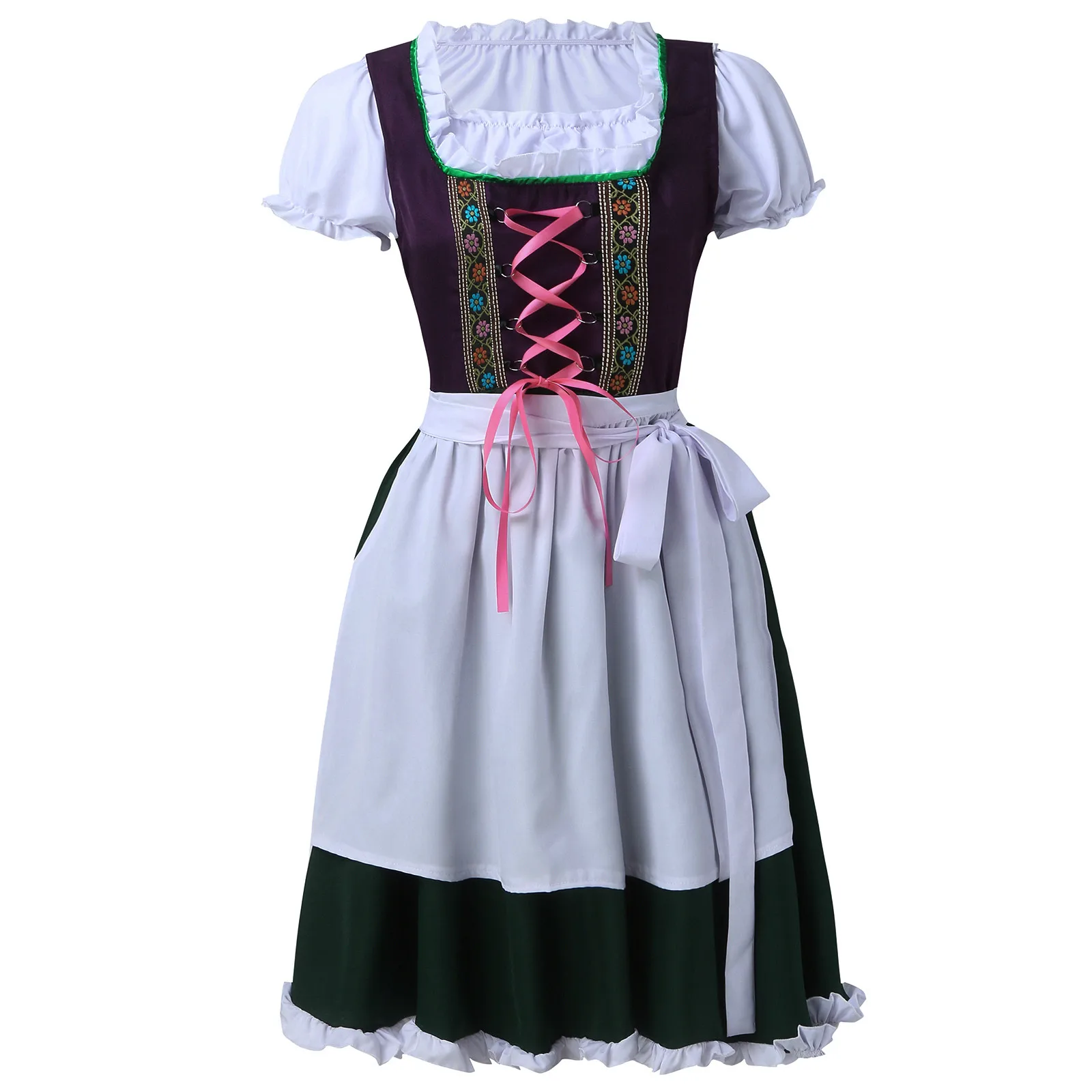 

Women Oktoberfest Costumes Outfits Bandage Traditional Beer Festival Apron Costume Square Neck Medieval Vintage Cosplay Dress