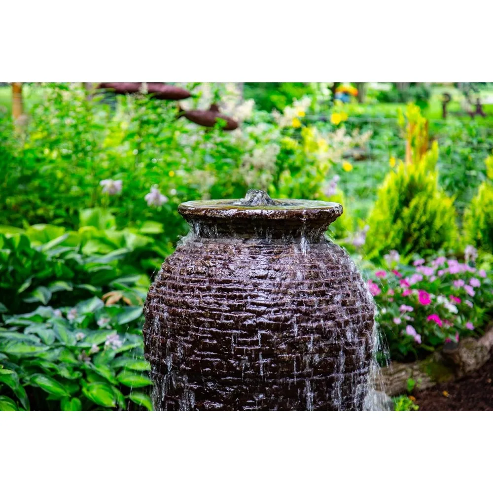 78207 نافورة جرة متوسطة الحجم مكدسة للمناظر الطبيعية والحدائق، طول 45 بوصة رمادي داكن #3