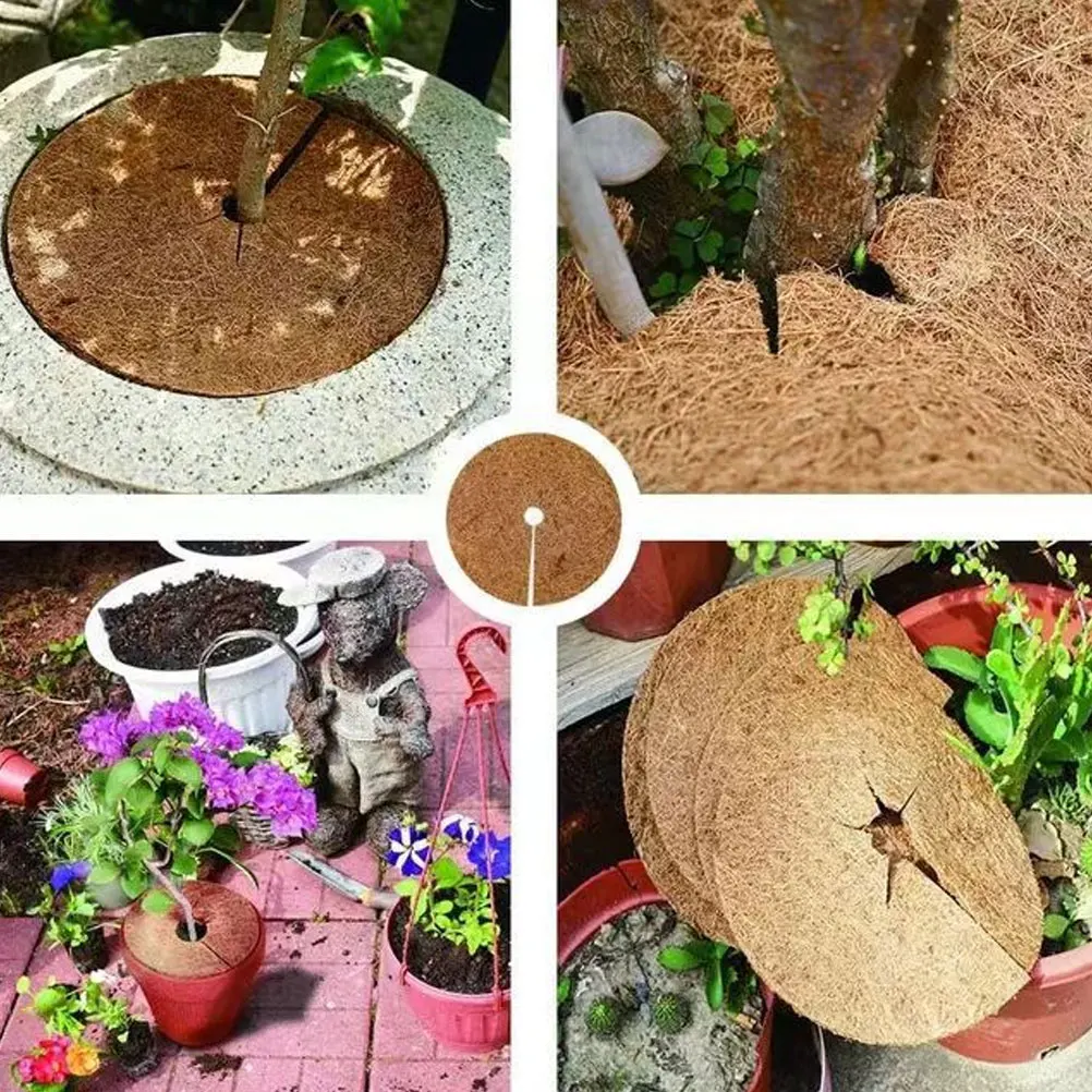 

12pcs Coconut Fiber for Flower Coir Mulch Ring Garden Tree Rings Round Mats Soil Moisture Heat Storage