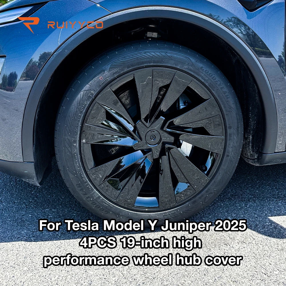 

​For Tesla Model Y Juniper 2025 19 Inch Wheel Covers 4PCS Hub Caps Upgrade Set ABS Plastic Alloy Look with Rim Protection​