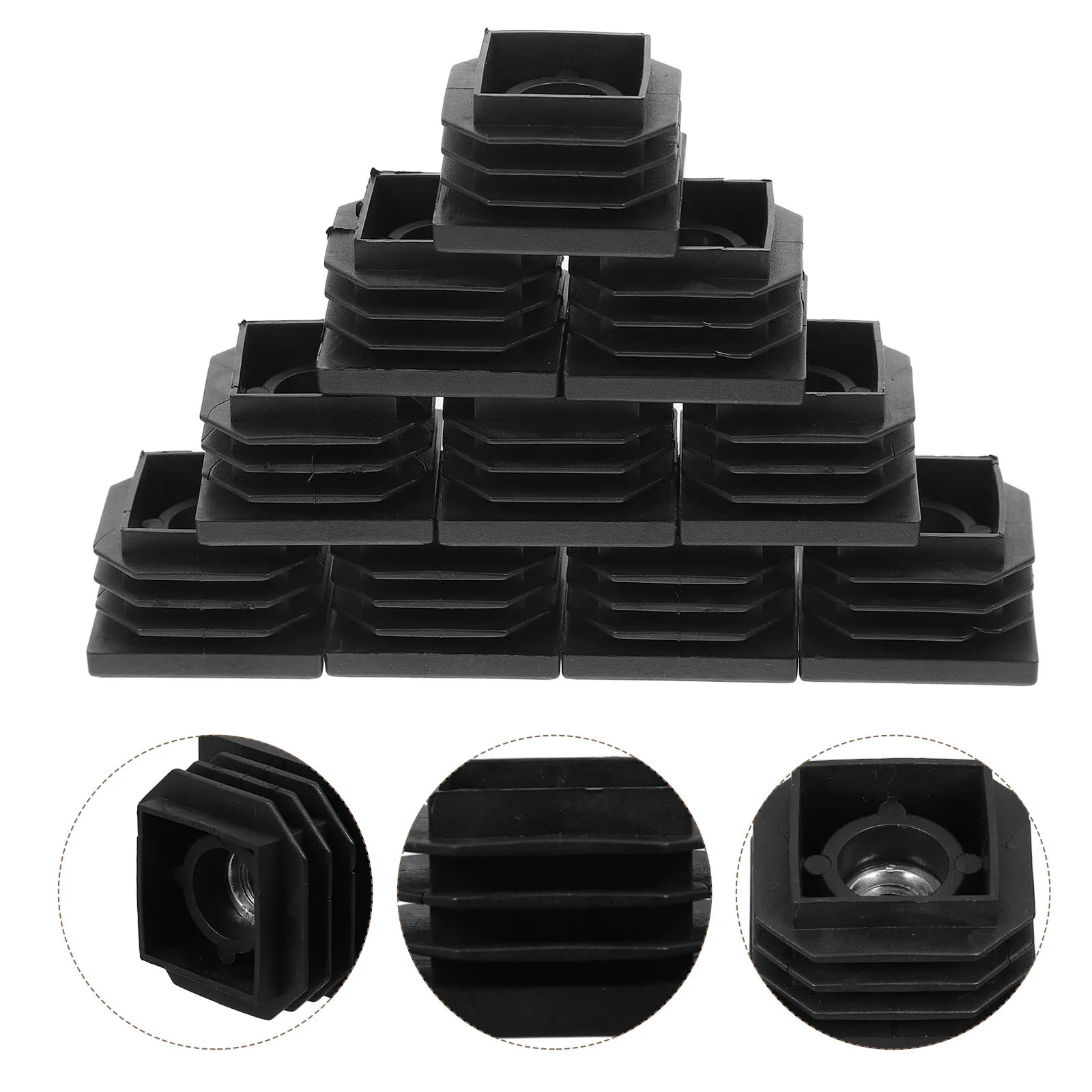 

10Pcs Squared Plastic Hole Plugs Black for Furniture Floor Protection Chair Leg Levelers Table Leg Covers End Caps for Metal