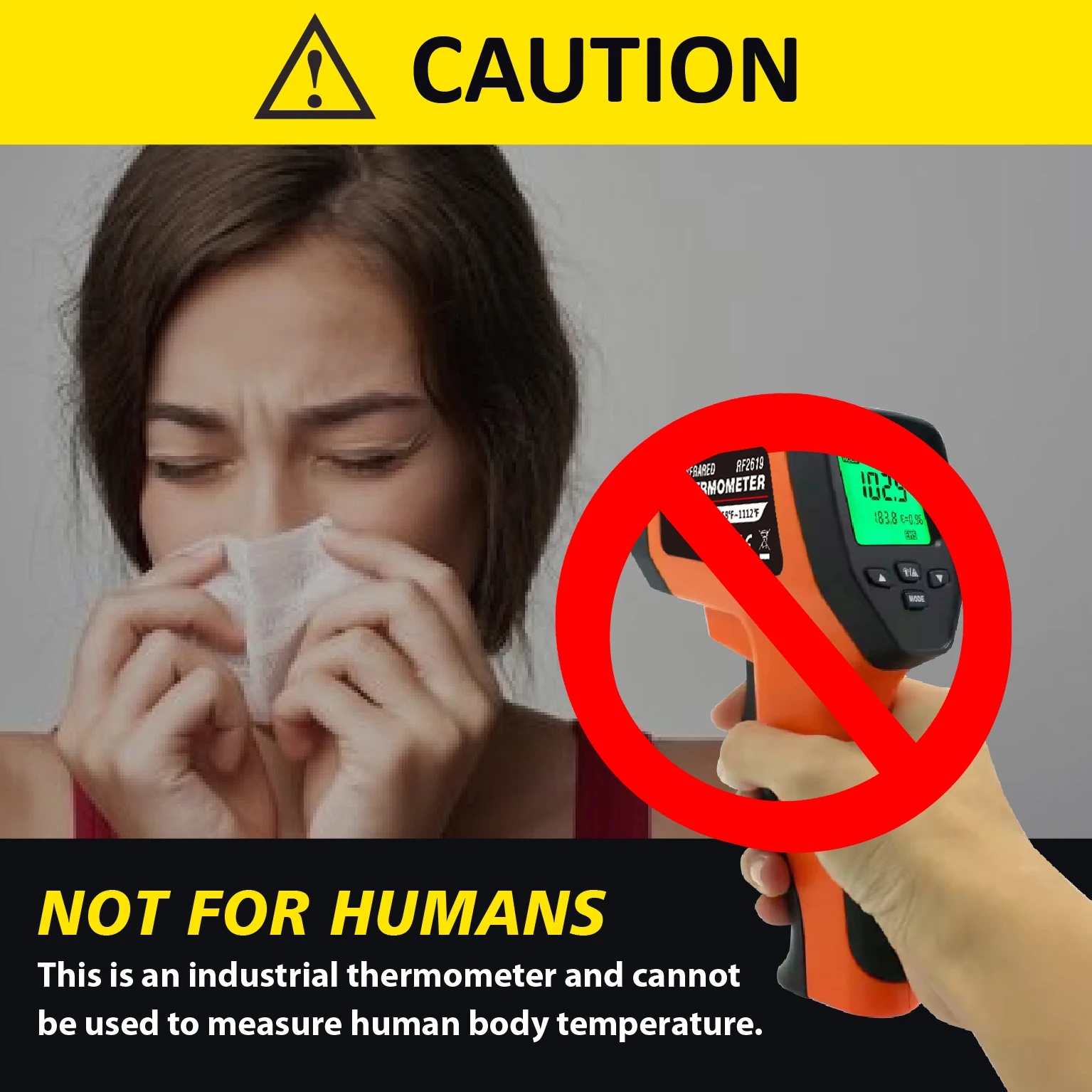 LCD Industrial Electronic Thermometer NonContact -50~600°C Digital Laser Temperature Meter Gun Laser Point Infrared Thermometer