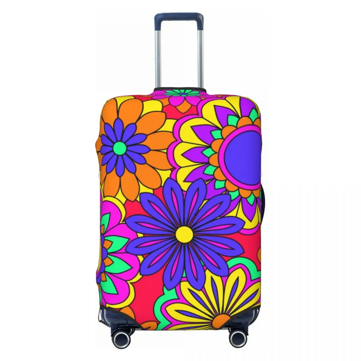 Groovy Flower Power Suitcase Cover Retro Hippy Pattern Holiday Business Practical Luggage Accesories Protector