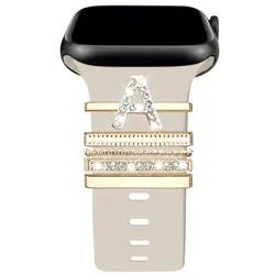 Anelli decorativi con decorazione a lettera anelli per cinturini in Silicone per Apple Watch Charms 45mm 44mm 42mm 41mm 40mm 38mm iWatch 8 7 6 5 4 3