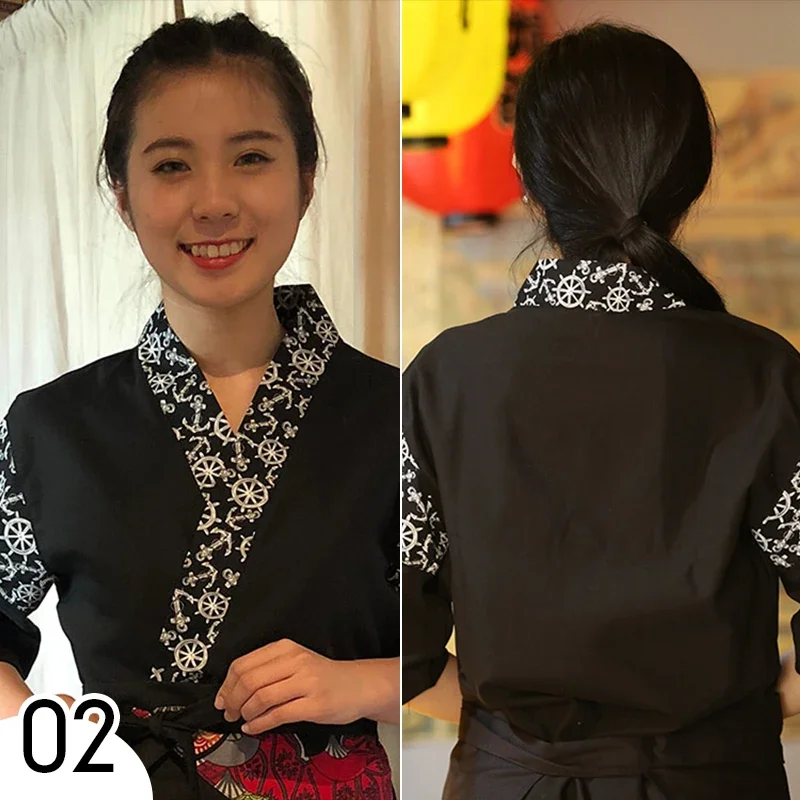 男性女性和風寿司シェフ着物ローブシェフコートジャケットレストランウェイターキッチンコック制服トップス作業服