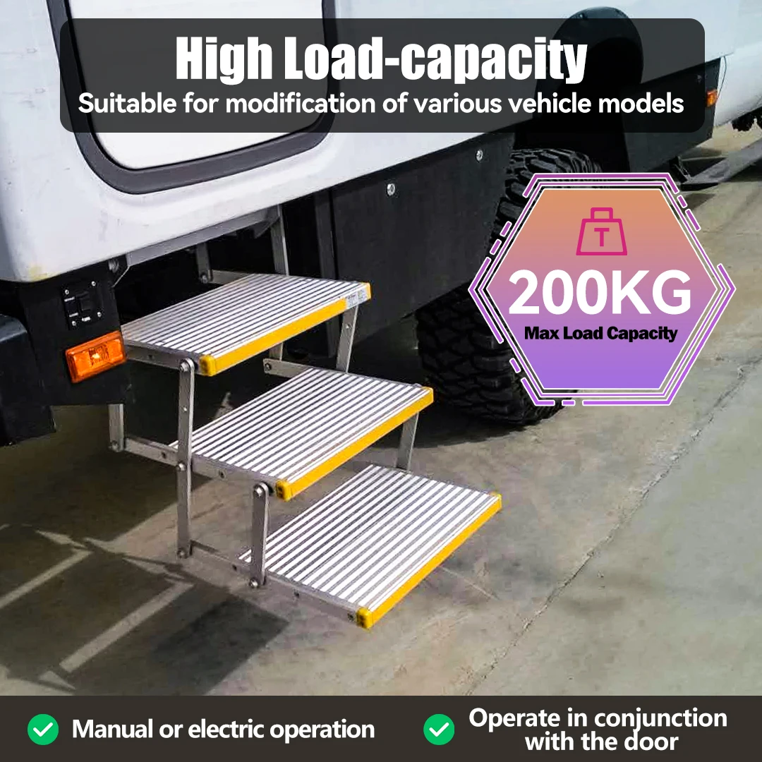 5-Steps Ladder 5-Step Electric Folding Steps for RV Camper Motorhome Van Caravan Trailer Truck CE