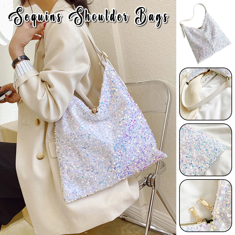 Luxury Sequins Women Shoulder Bags Designer Handbags Purse Fashion Shiny Large Capacity Hobos Bag Lady Travel Shopping Totes Bag