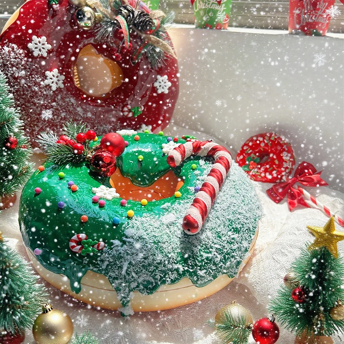 عيد الميلاد العملاق وهمية دونات ديكور 10 بوصة واقعية دونات الجدار الشنق لشجرة عيد الميلاد حفلة كابينة تصوير الدعامة متجر نافذة العرض