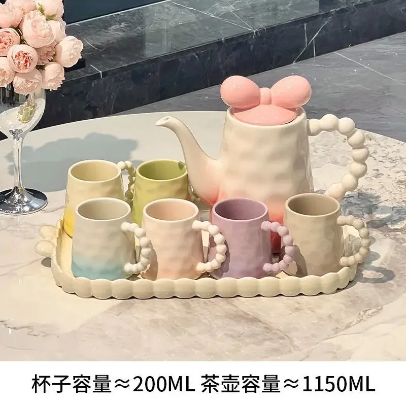 Cream wind ceramic water cup household set teacup tea set, light luxury living room wedding housewarming birthday gift