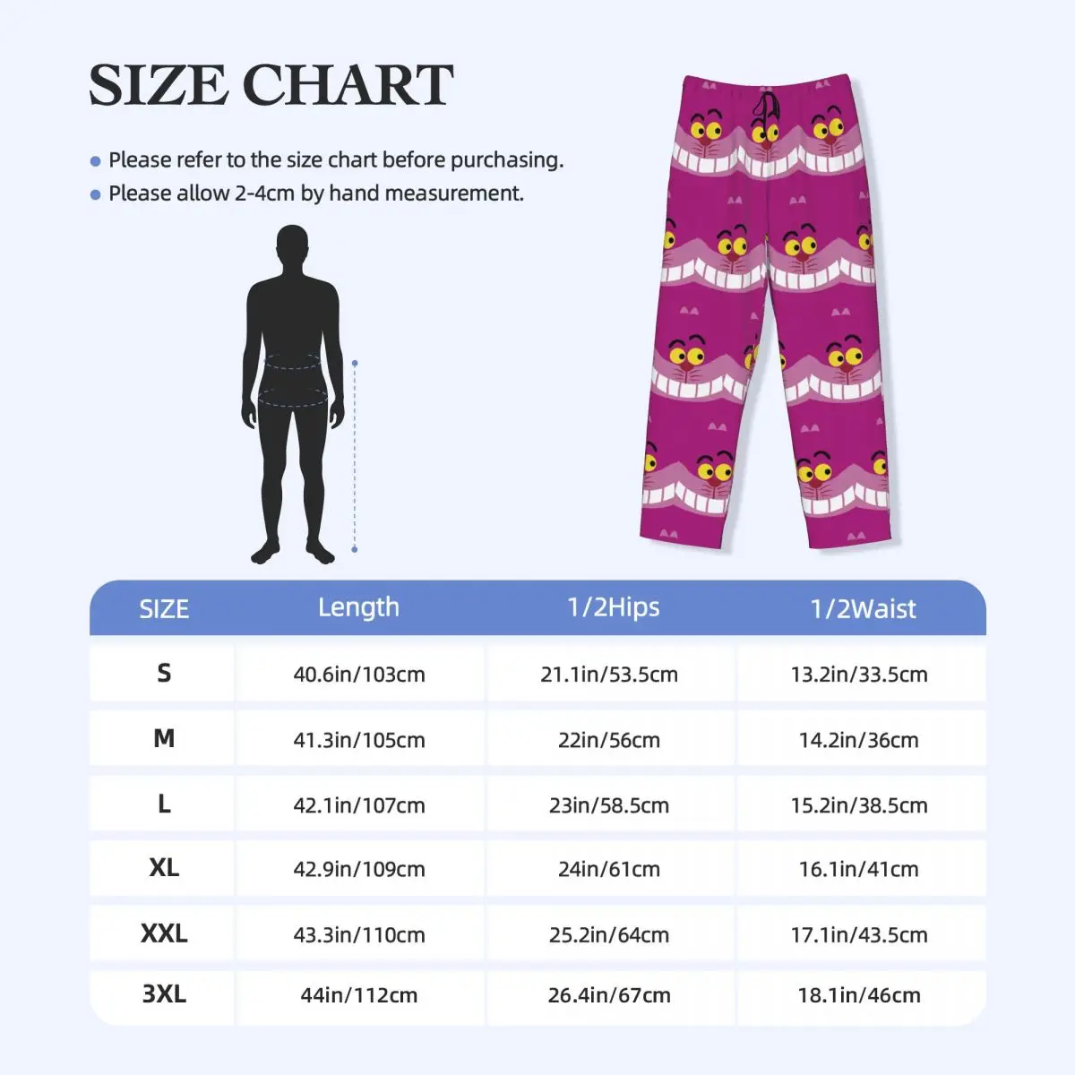 Pantalones de pijama con estampado personalizado para hombre, ropa de dormir con estampado de animales de gato de Cheshire sonriente, ropa de dormir de dibujos animados de Alicia en el país de las Maravillas, pantalones para dormir con bolsillos