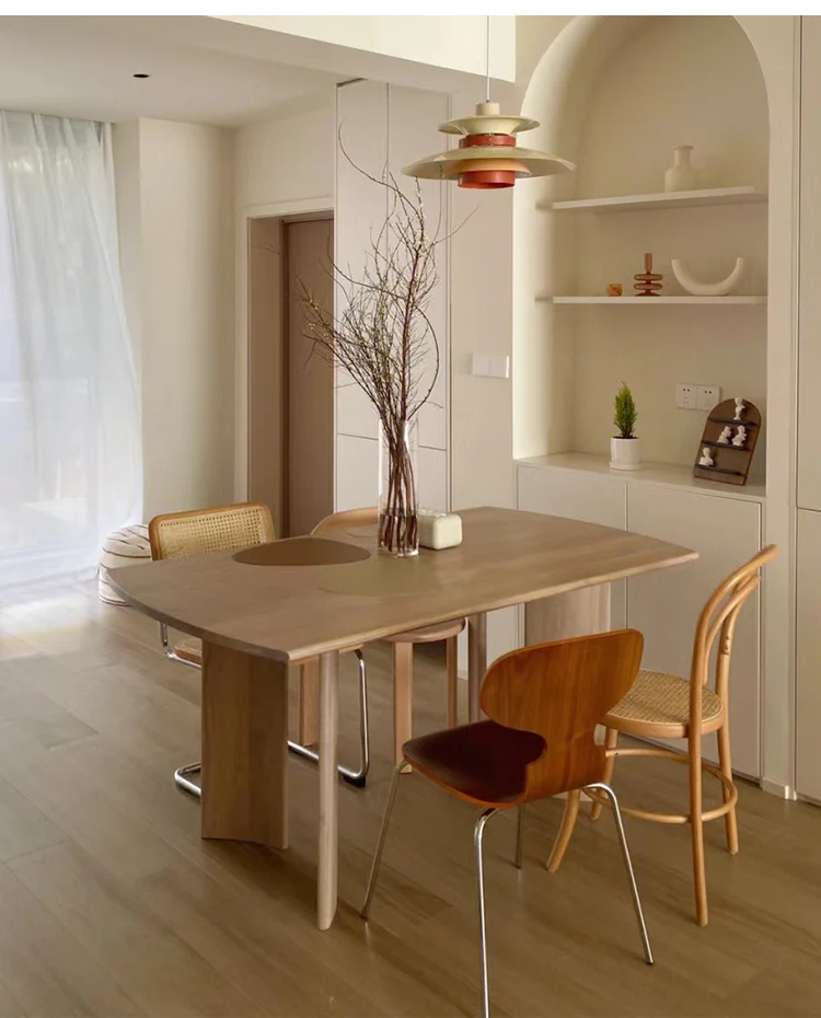 French retro dining table solid wood home large desk wabi wind ash wood rectangular log desk workbench