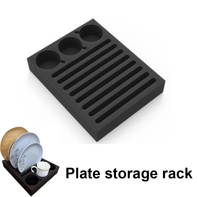 1pc Foam Cup Plate + Glass Mug Holder Storage For VW Caravan Motorhome Camper Van Black Plastic Plate Storage Rack Cup Holders
