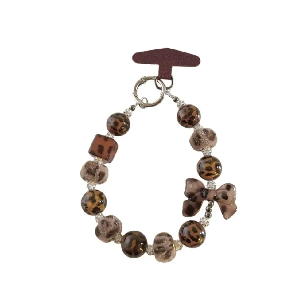 

Универсальный шнурок для телефона с леопардовым принтом, бантом и плюшевым шариком, шикарный брелок-подвеска для мобильного телефона